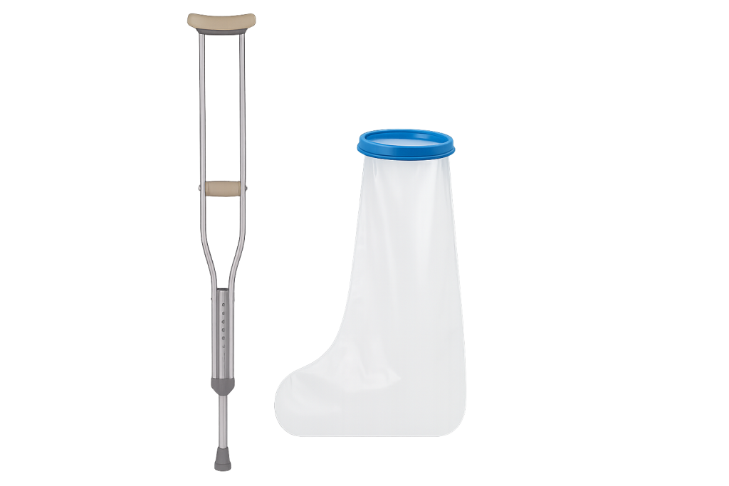 Crutches and cast cover package for ankle injury and fracture oman